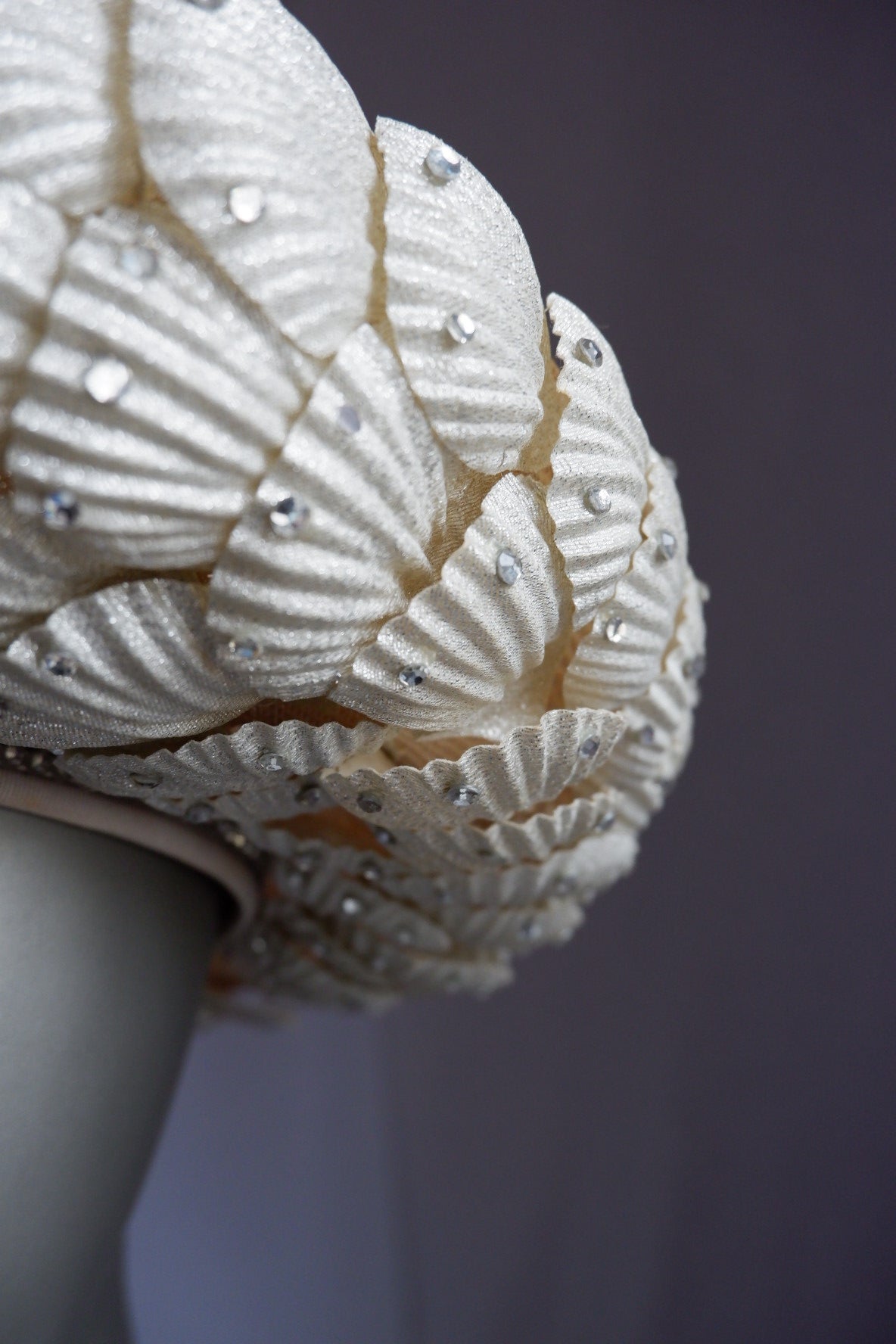 Vintage Jack McConnell Red Feather Hat – Sculpted Straw with Faux Rhinestone Seashell Design

