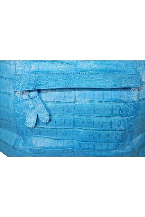 Nancy Gonzalez Vibrant Blue Croc-Embossed Leather Handbag