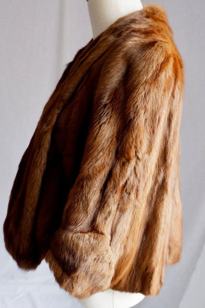 1950s/60s Vintage Mink Fur Stole – Luxurious Chestnut Brown Capelet Free Size