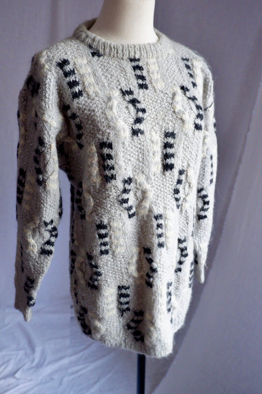 1980s Vintage Christian Dior Paris/New York Wool Blend Geometric Sweater M/L
