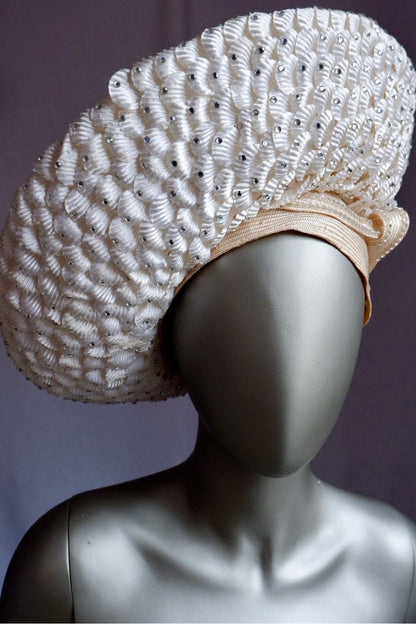 Vintage Jack McConnell Couture Hat with Sculptural Wave Design (Red Feather Label)