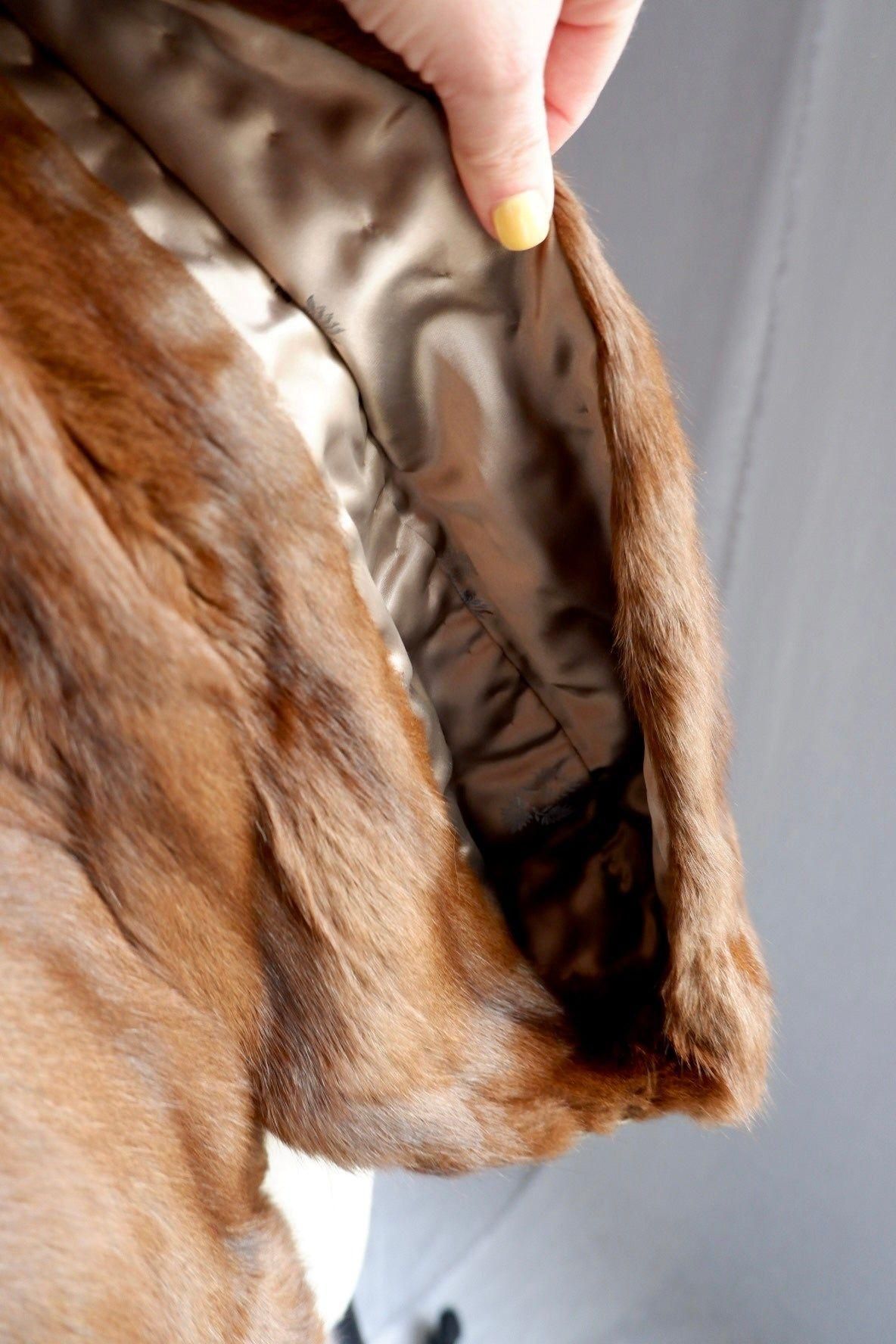 1950s/60s Vintage Mink Fur Stole – Luxurious Chestnut Brown Capelet Free Size
