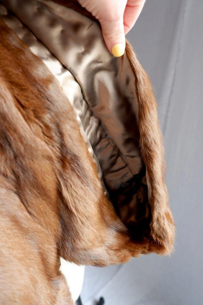1950s/60s Vintage Mink Fur Stole – Luxurious Chestnut Brown Capelet Free Size