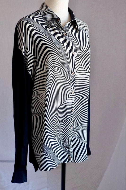 1980s Vintage Yashi Yamamuri Optical Illusion Button-Up Shirt