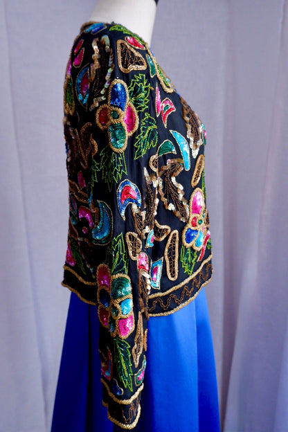 Vintage Beaded Sequin Jacket – Multicolor Embellished