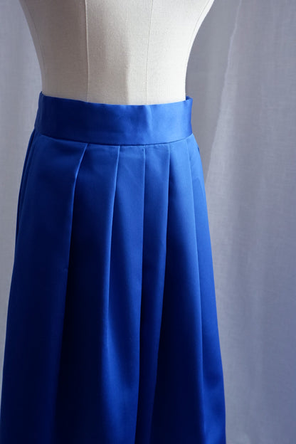 Electric Blue Satin Skirt & Convertible Scarf Top Set
