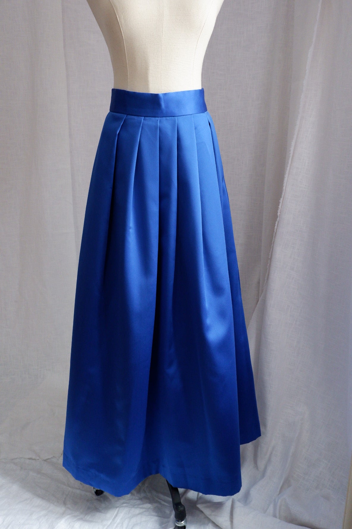 Electric Blue Satin Skirt & Convertible Scarf Top Set