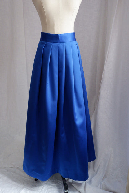 Electric Blue Satin Skirt & Convertible Scarf Top Set