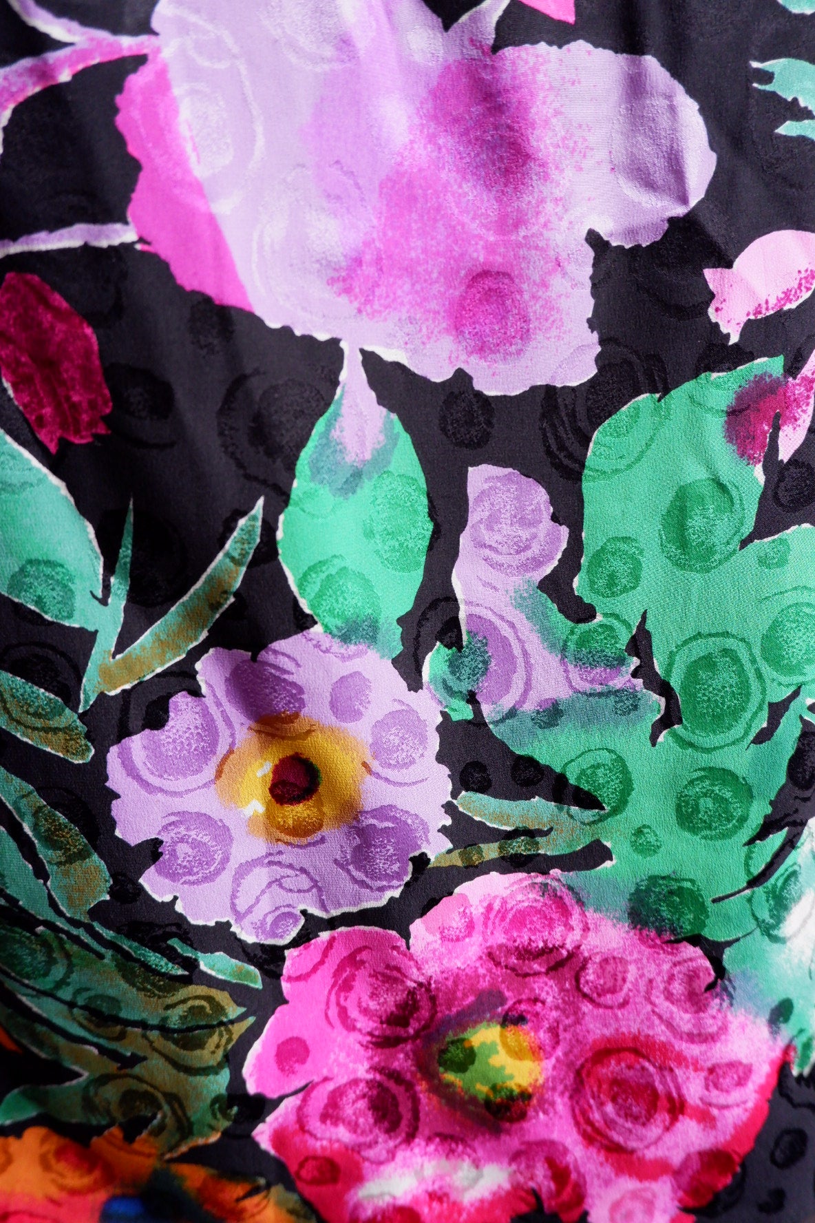 1980s Vintage Raul Blanco Silk Floral Skirt Set L