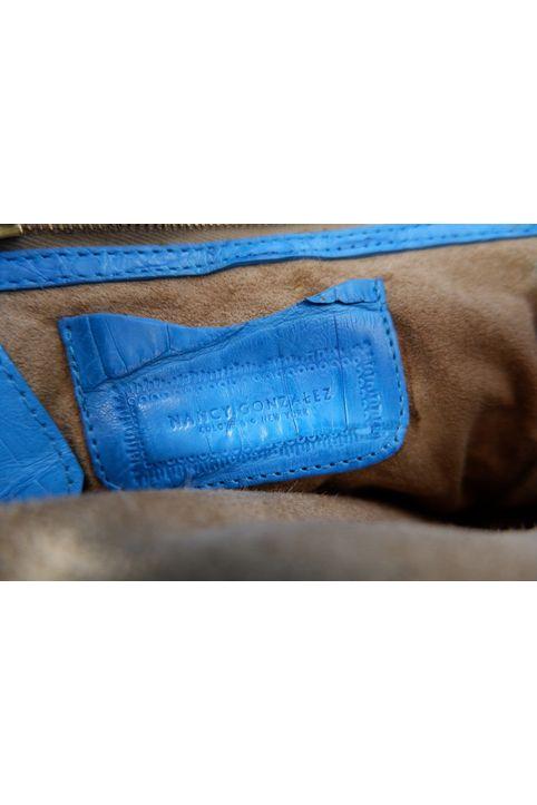 Nancy Gonzalez Vibrant Blue Croc-Embossed Leather Handbag