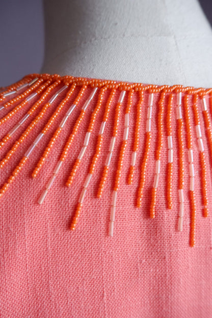 1960s Coral Beaded Custom Two-Piece Skirt Suit