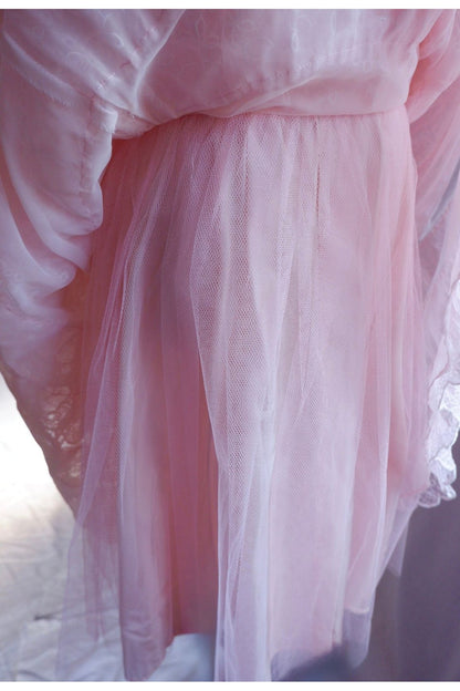 1950s Pink Lace Cupcake Dress – Tiered Ruffles & Romance