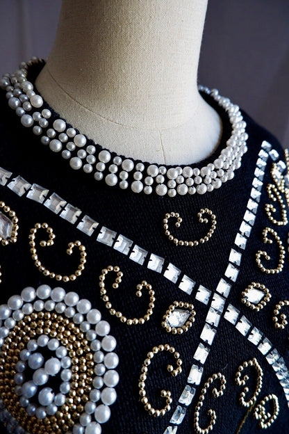 1980s Vintage Beaded Sweater or Dress M/L
