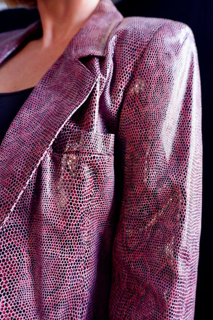 1990s Linda Allard for Ellen Tracy Python-Embossed Leather Blazer M