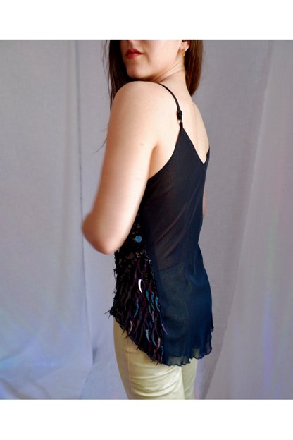 Handmade Rainbow Sequin Fringe Top (S/M)