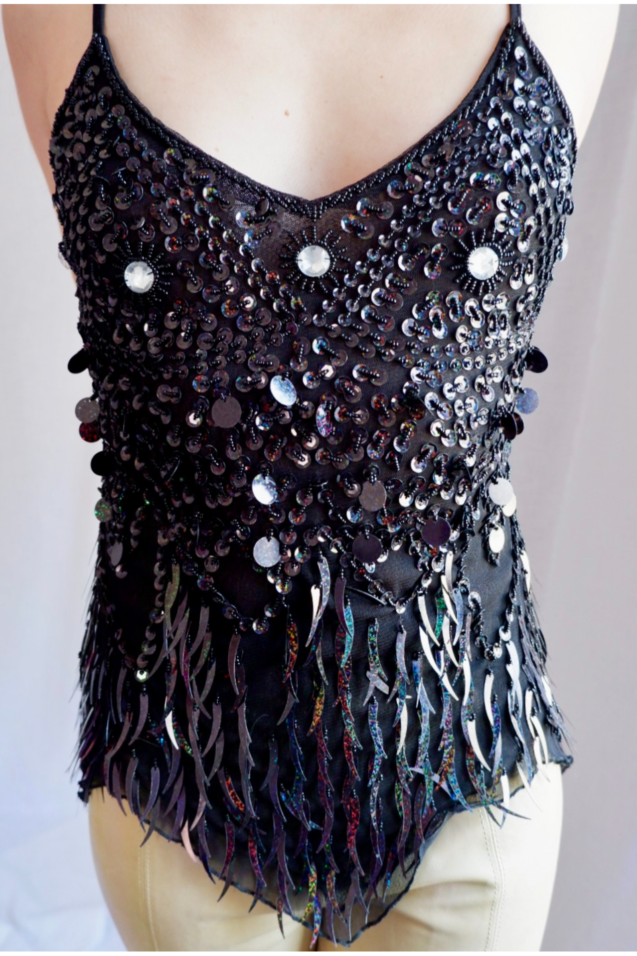 Handmade Rainbow Sequin Fringe Top (S/M)
