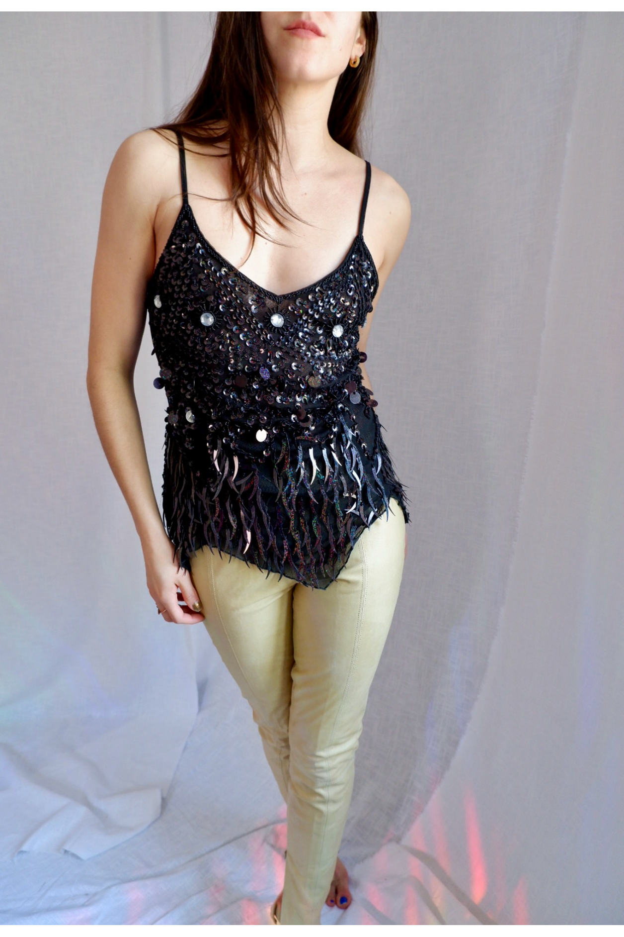 Handmade Rainbow Sequin Fringe Top (S/M)