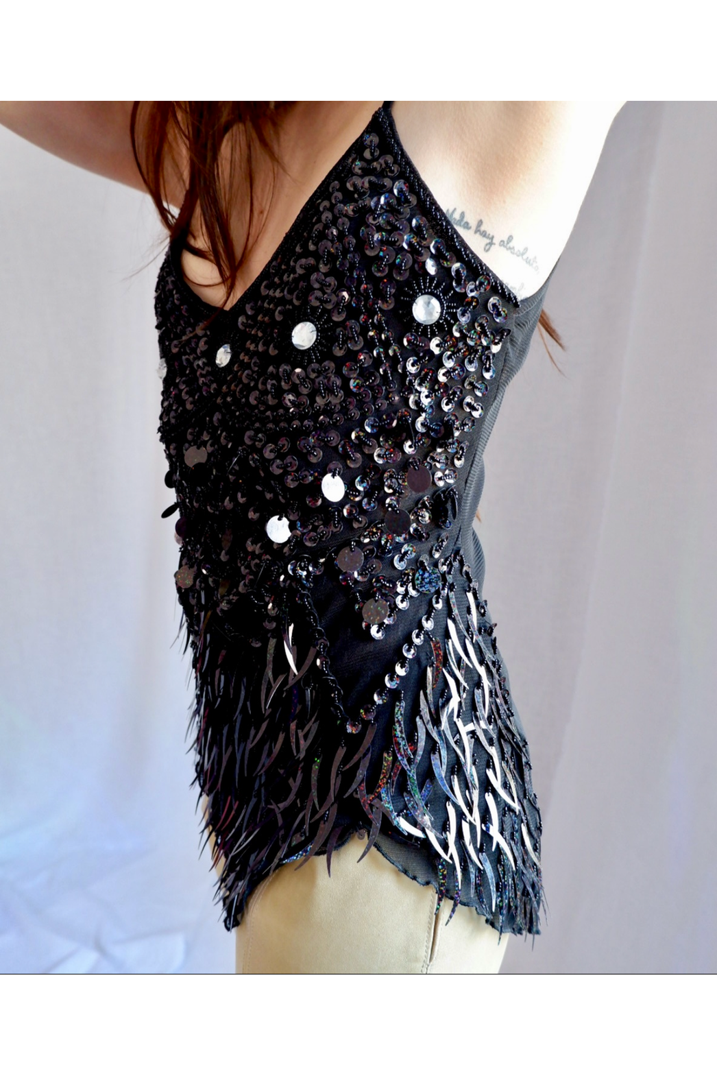 Handmade Rainbow Sequin Fringe Top (S/M)
