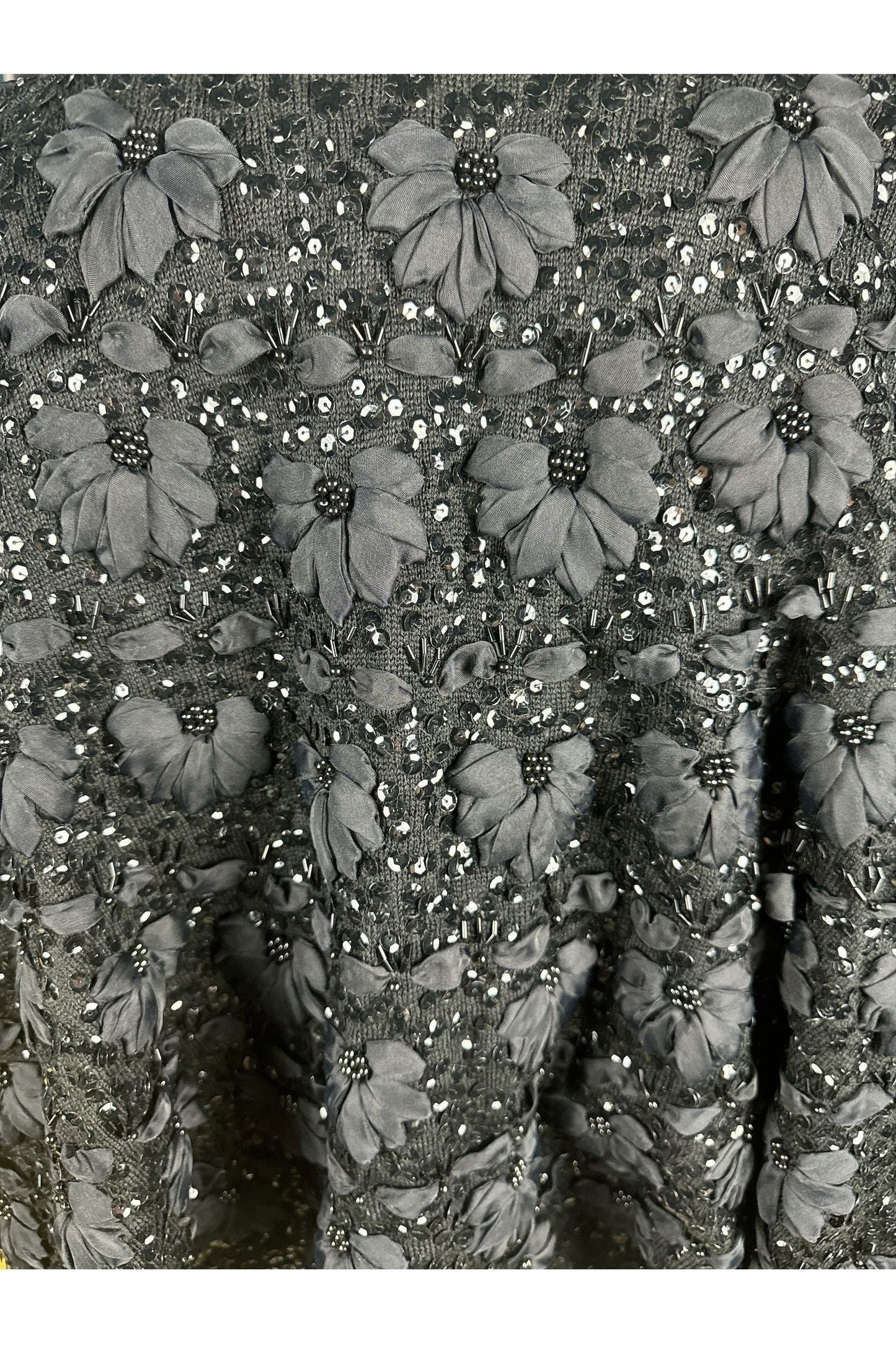 close up 1980s vintage wool and silk sequin embroidered cape