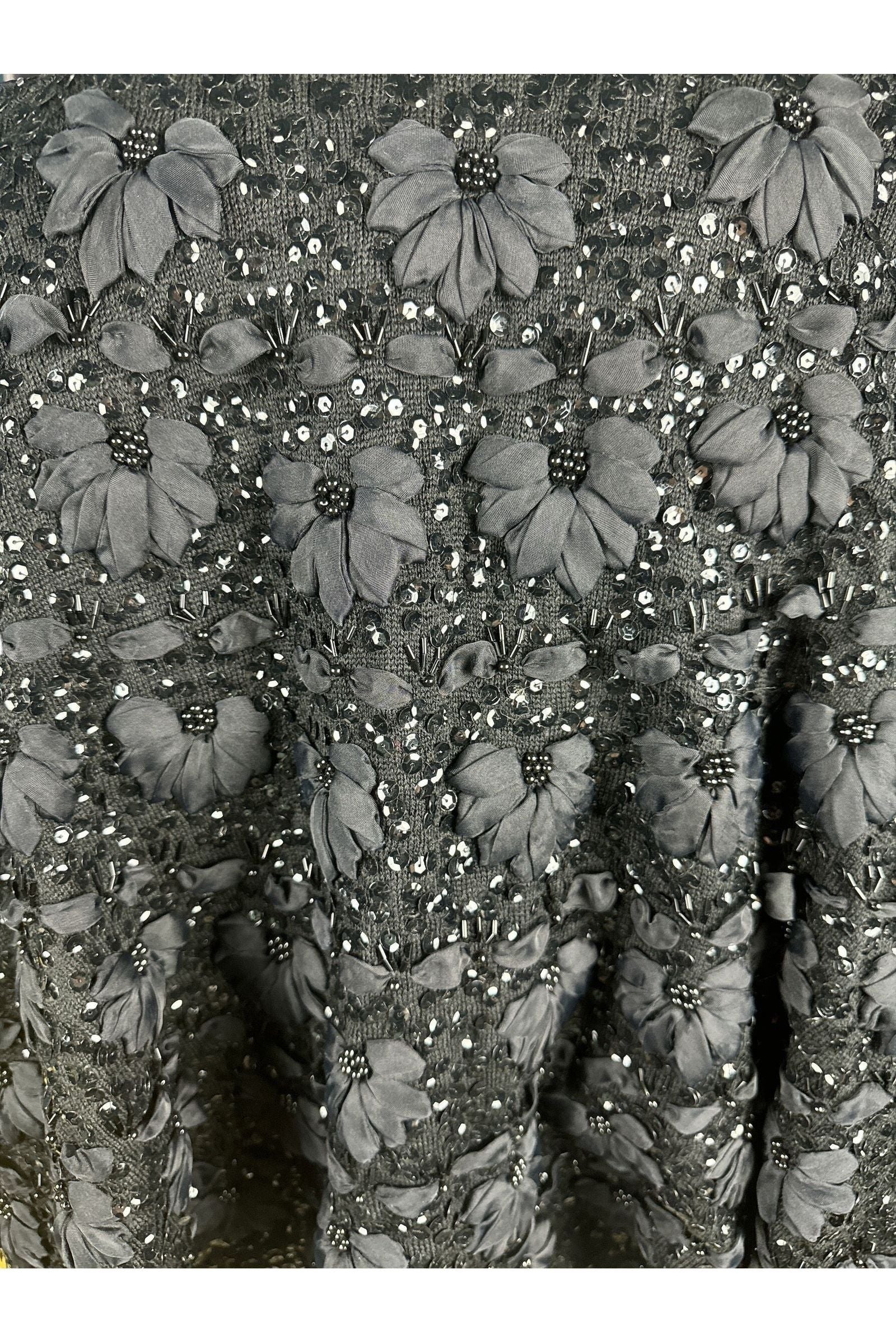 close up 1980s vintage wool and silk sequin embroidered cape
