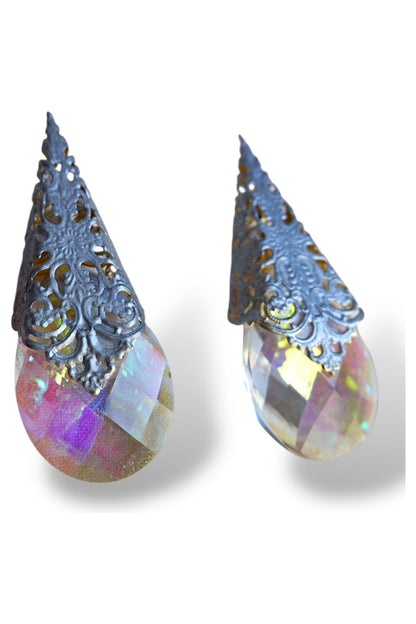 Vintage Harlequin Crystal Teardrop Earrings