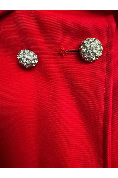 1960s Vintage Red Jolee New York Double-Breasted Jacket with Rhinestone Buttons S