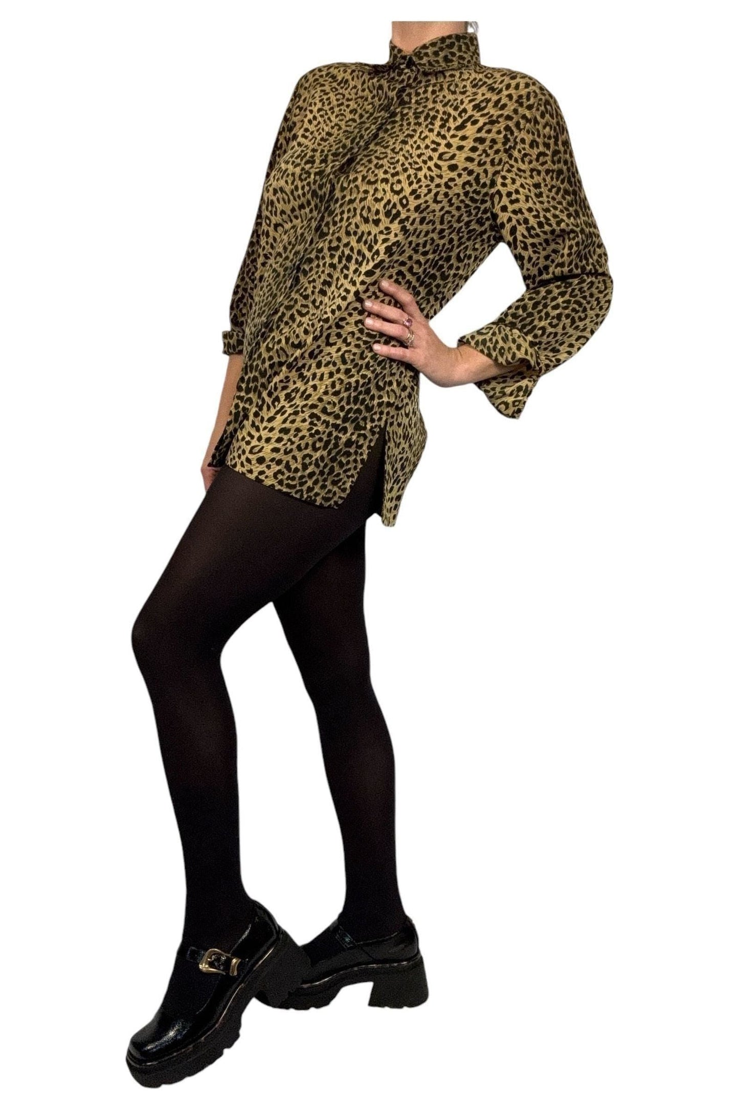 1990s VIntage Leopard Print Blouse