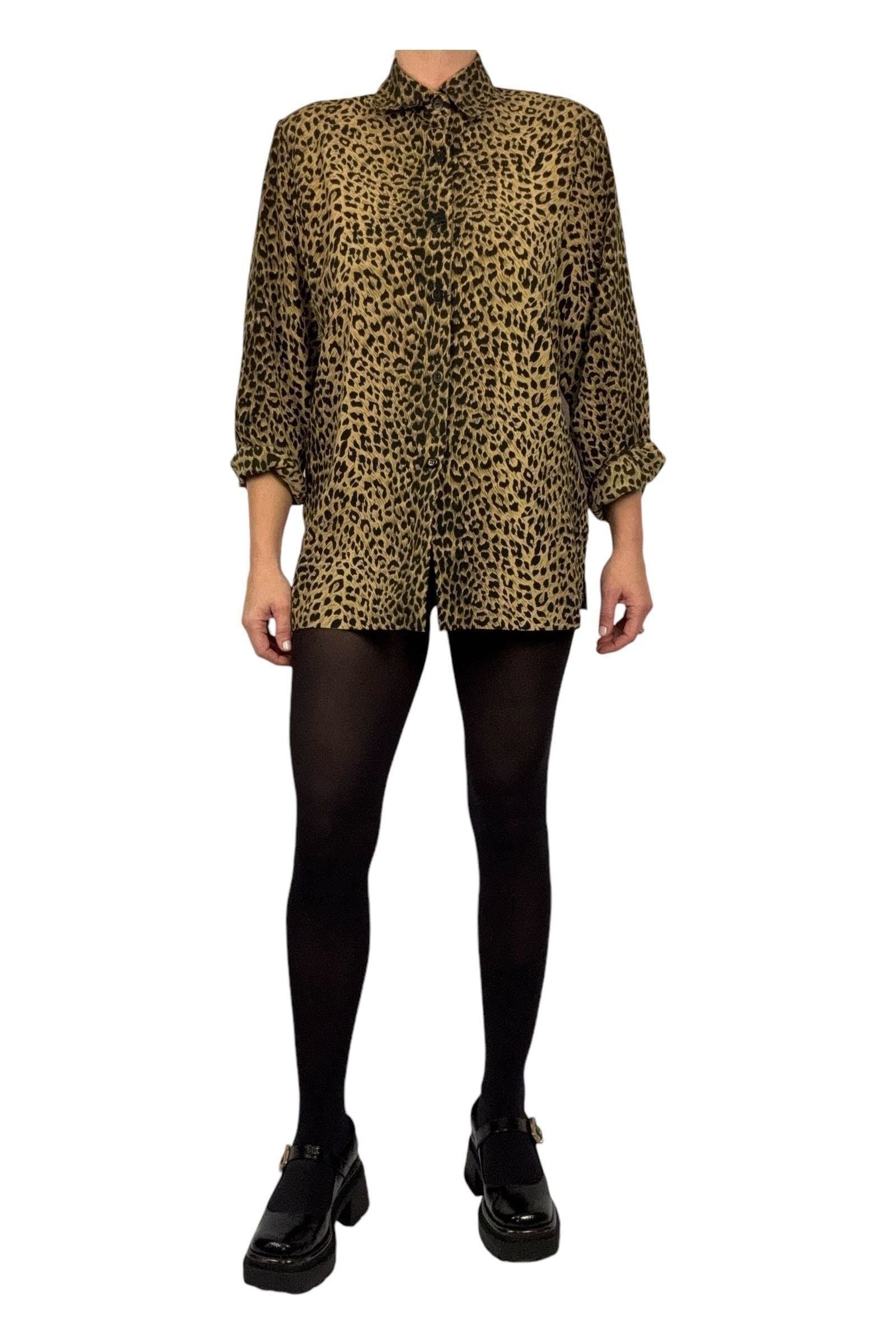 1990s VIntage Leopard Print Blouse