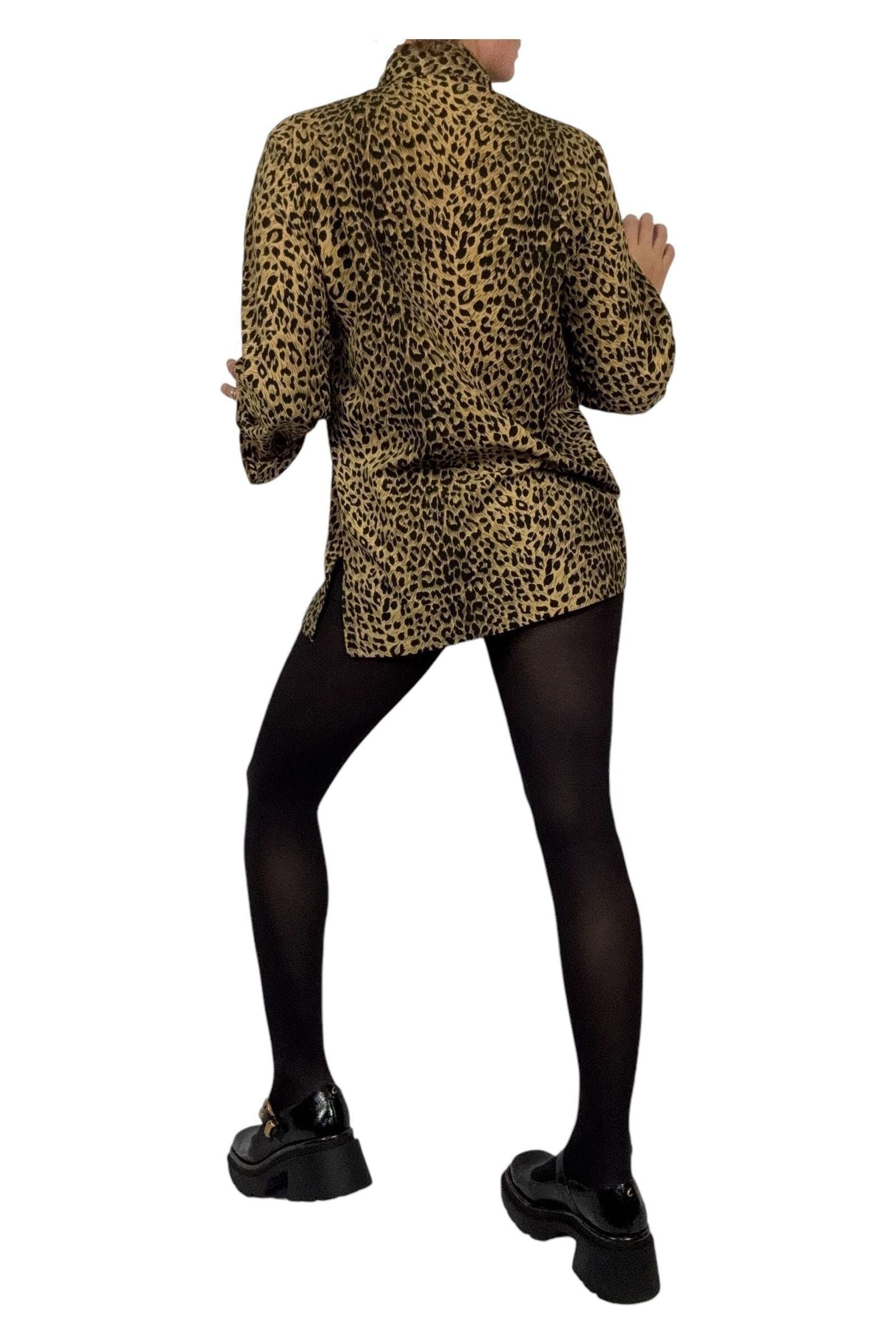 1990s VIntage Leopard Print Blouse