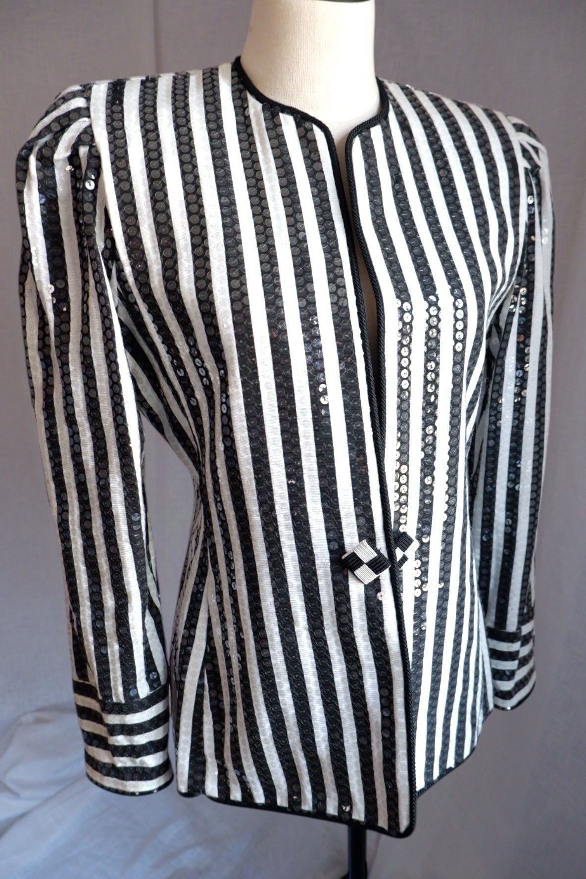 Karen Lawrence Striped Sequin Jacket