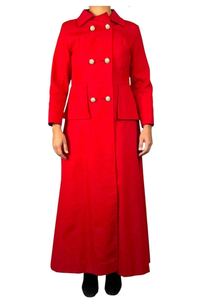 1960s Vintage Red Jolee New York Double-Breasted Jacket with Rhinestone Buttons S