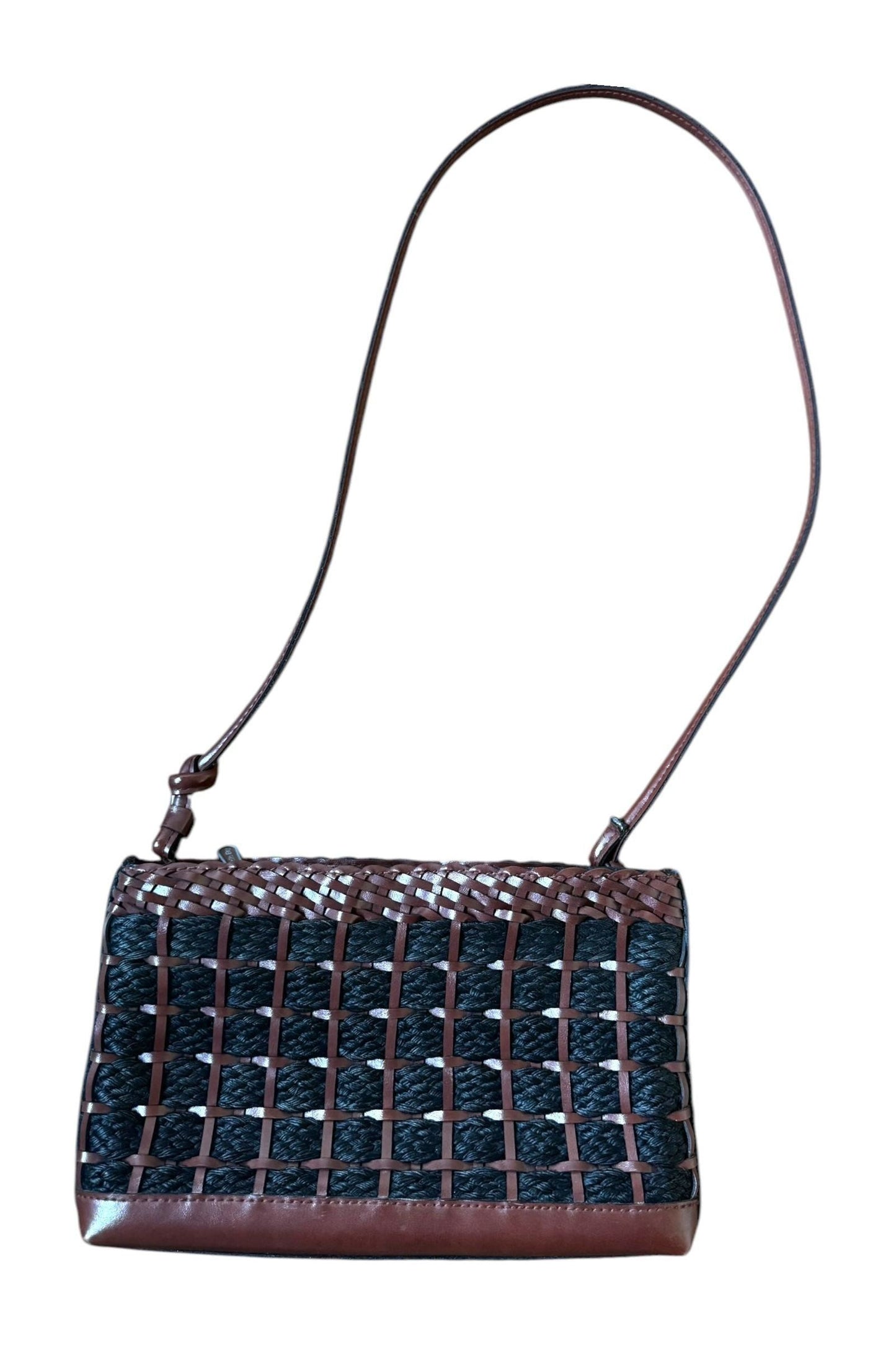 1970s Vintage Leslie Fay Woven Leather Shoulder Bag