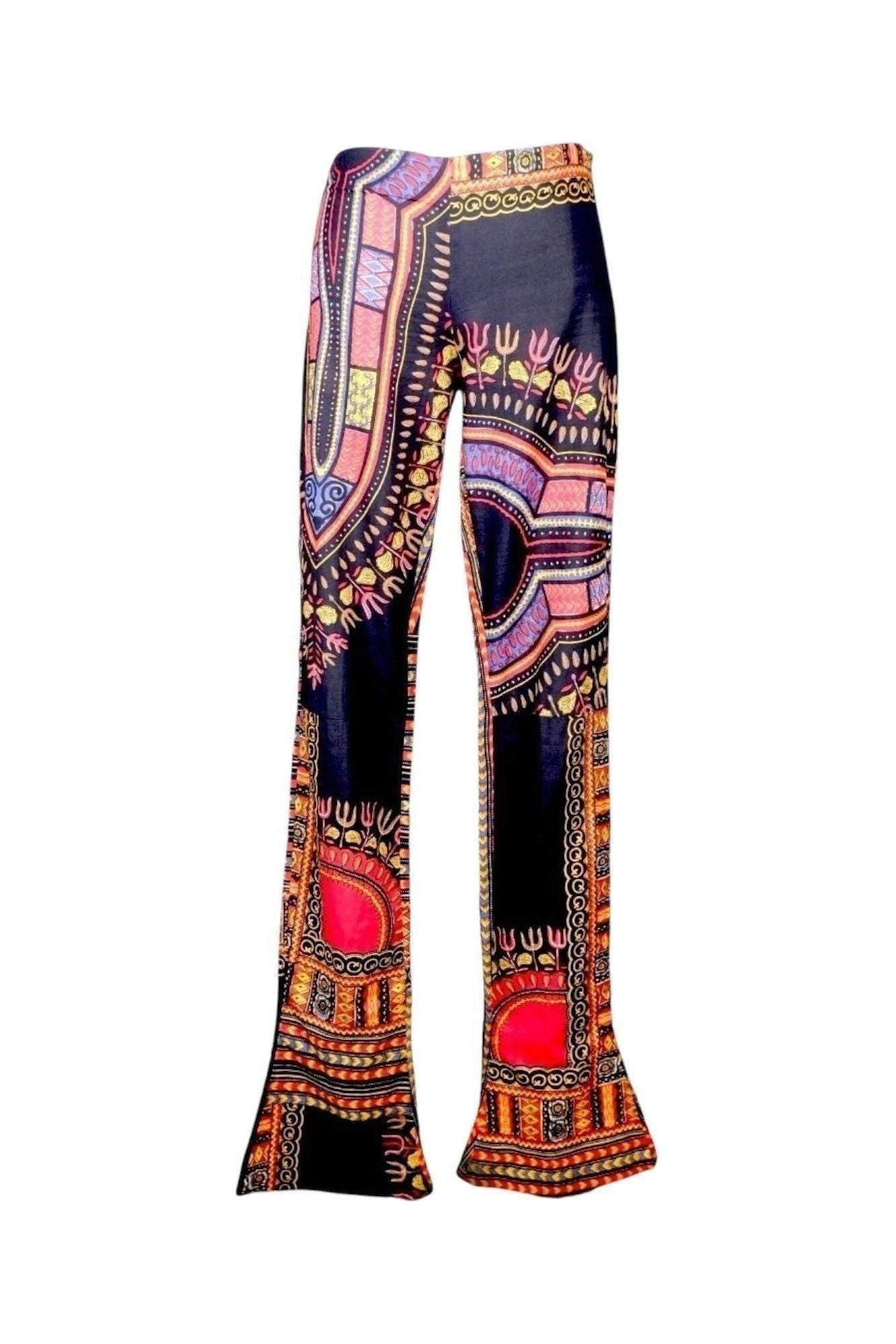90s/y2k Vintage D & G Multicolor Geometric Print Flared Pants XS