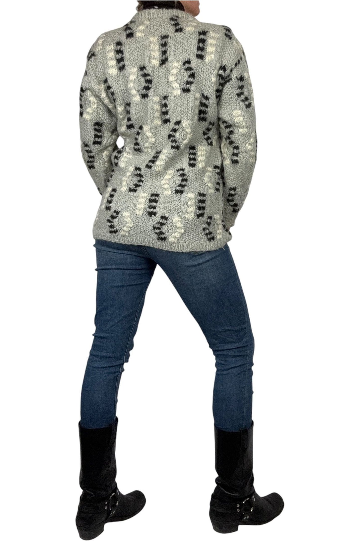 1980s Vintage Christian Dior Paris/New York Wool Blend Geometric Sweater M/L