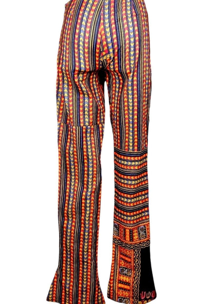 90s/y2k Vintage D & G Multicolor Geometric Print Flared Pants XS