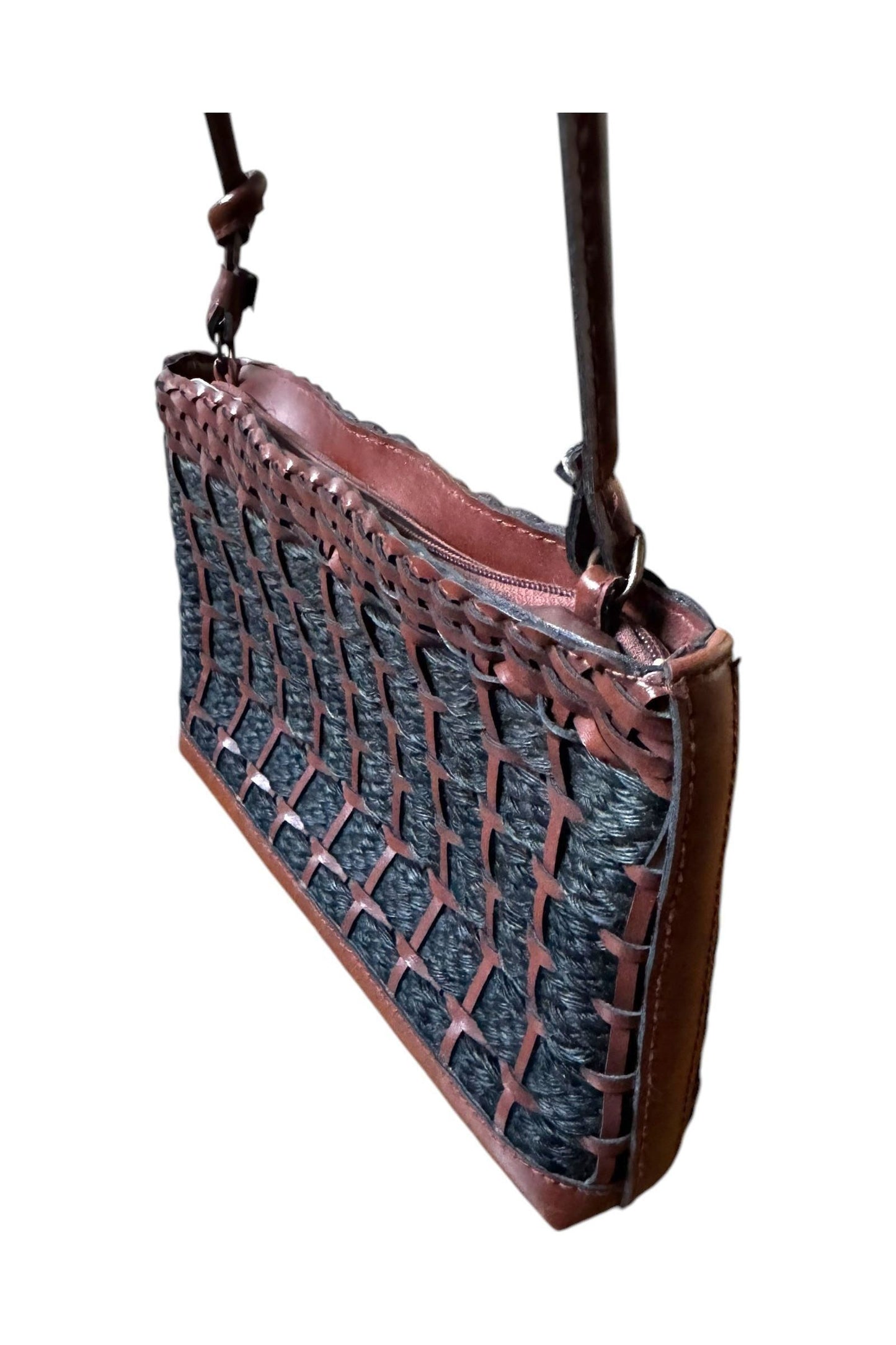 1970s Vintage Leslie Fay Woven Leather Shoulder Bag