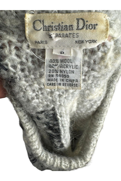 1980s Vintage Christian Dior Paris/New York Wool Blend Geometric Sweater M/L