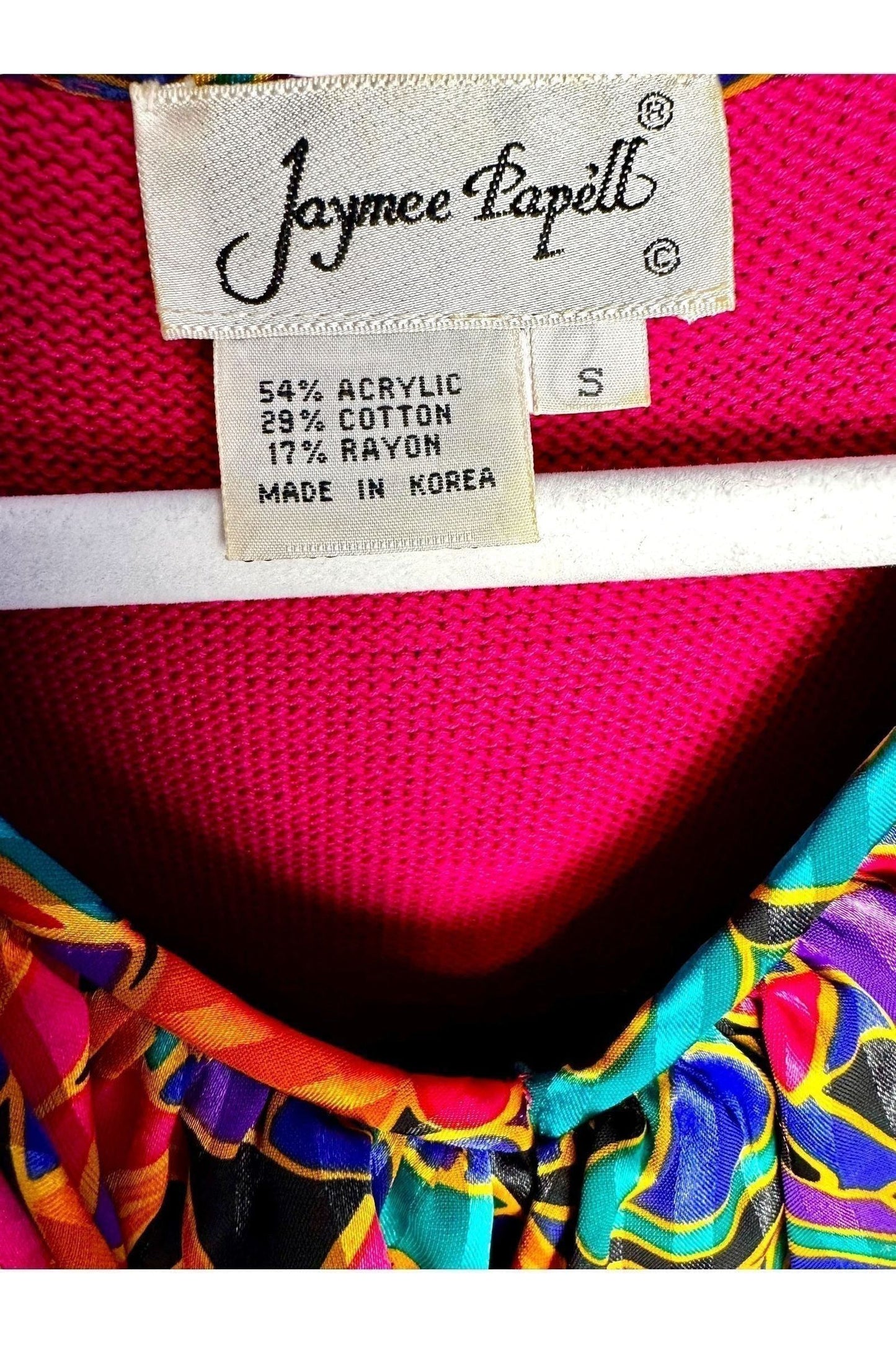 1980s Vintage Jaymee Papell Colorful Abstract Skirt and Sweater Set