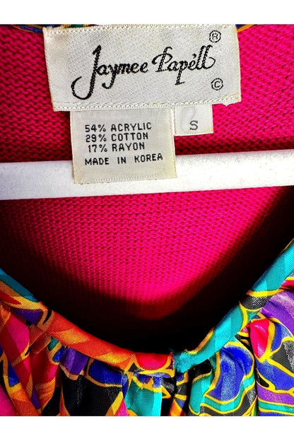 1980s Vintage Jaymee Papell Colorful Abstract Skirt and Sweater Set