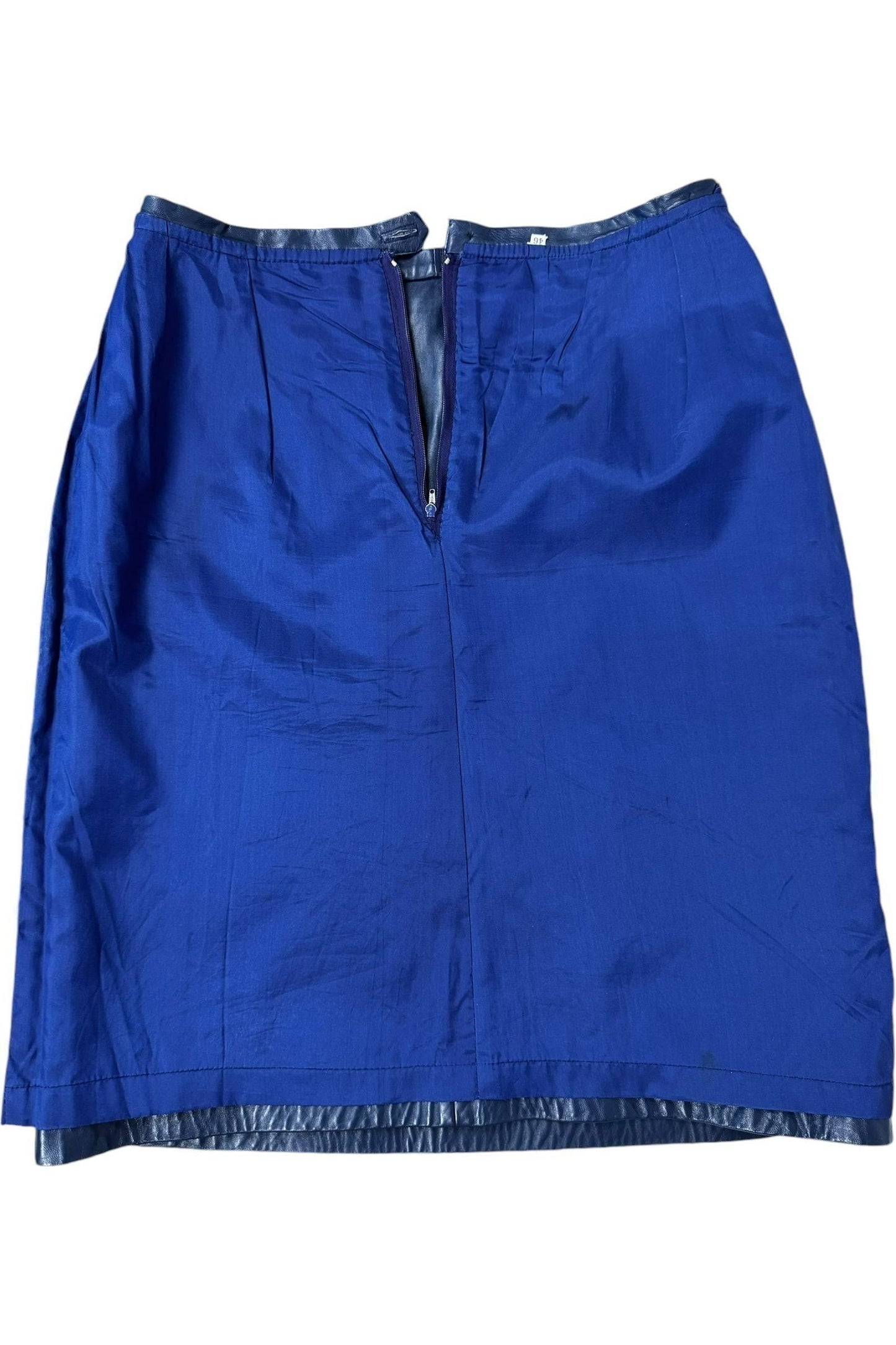 1980s Vintage Blue Leather Skirt L