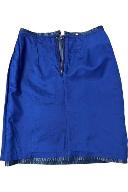 1980s Vintage Blue Leather Skirt L
