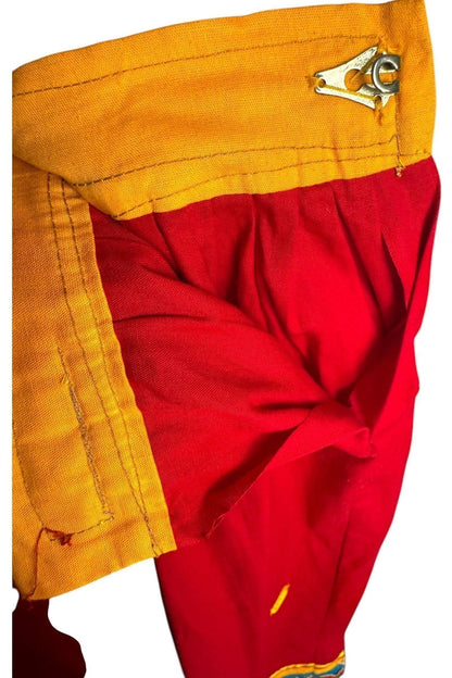 1970s Vintage Handmade Red Skirt with Mirror Accents – Banjara-Inspired Embroidery S