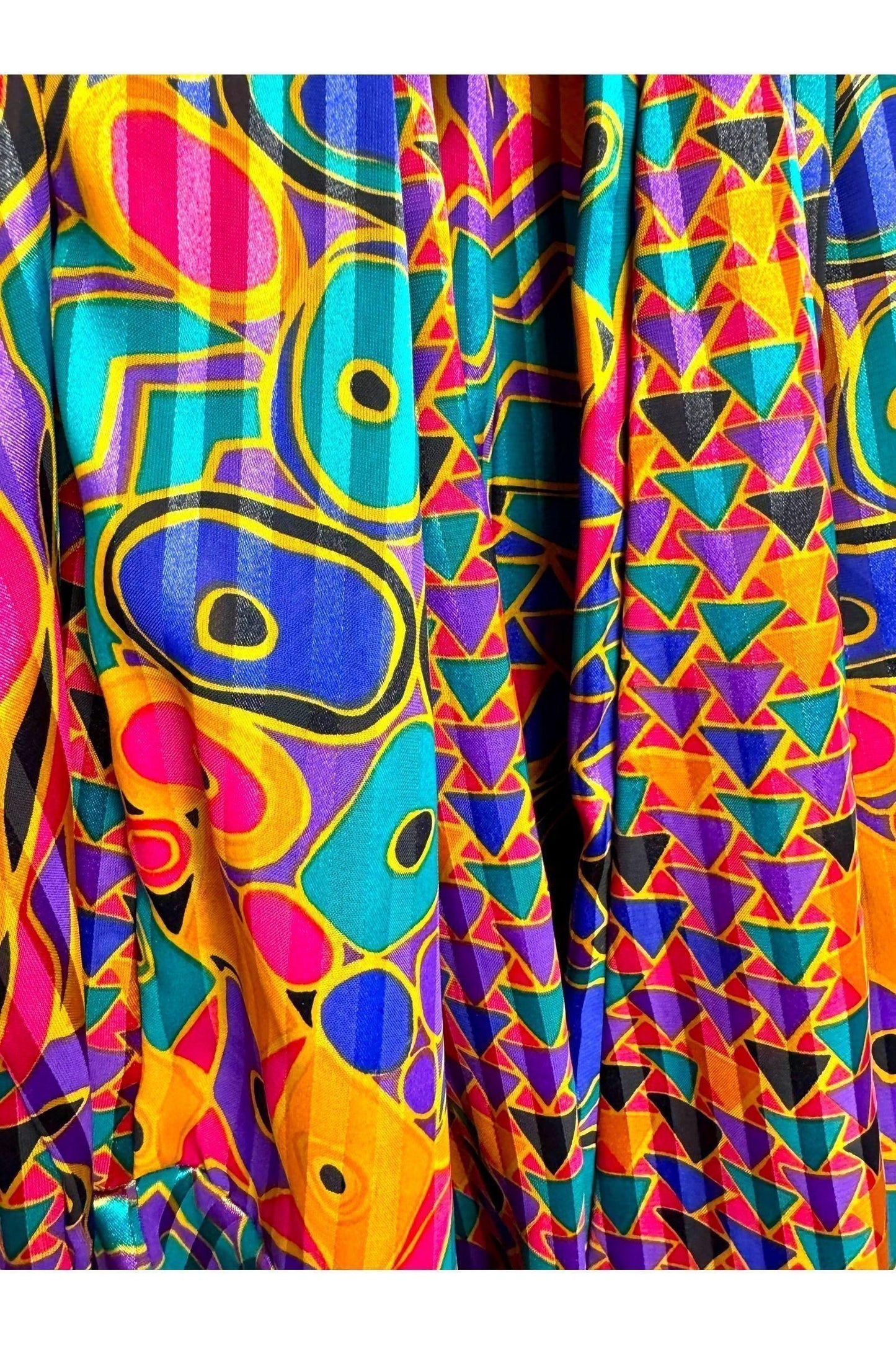 1980s Vintage Jaymee Papell Colorful Abstract Skirt and Sweater Set