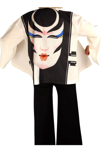 1970s Ossi Originals Face Print Kimono Top