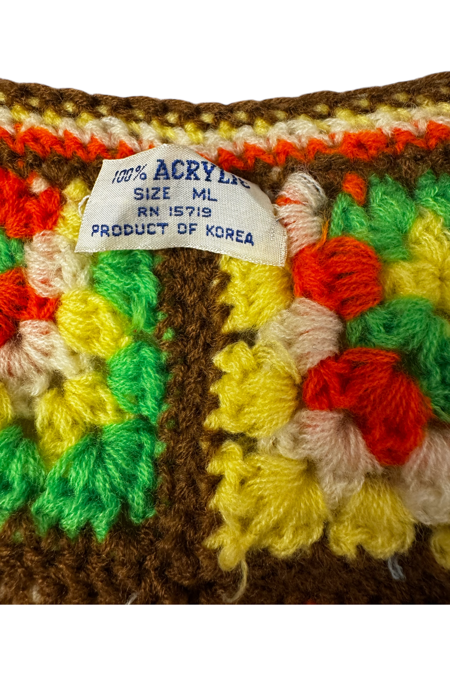 1970s Vintage Handmade Crochet Granny Square Vest – Bold Colors, Boho Style, Small