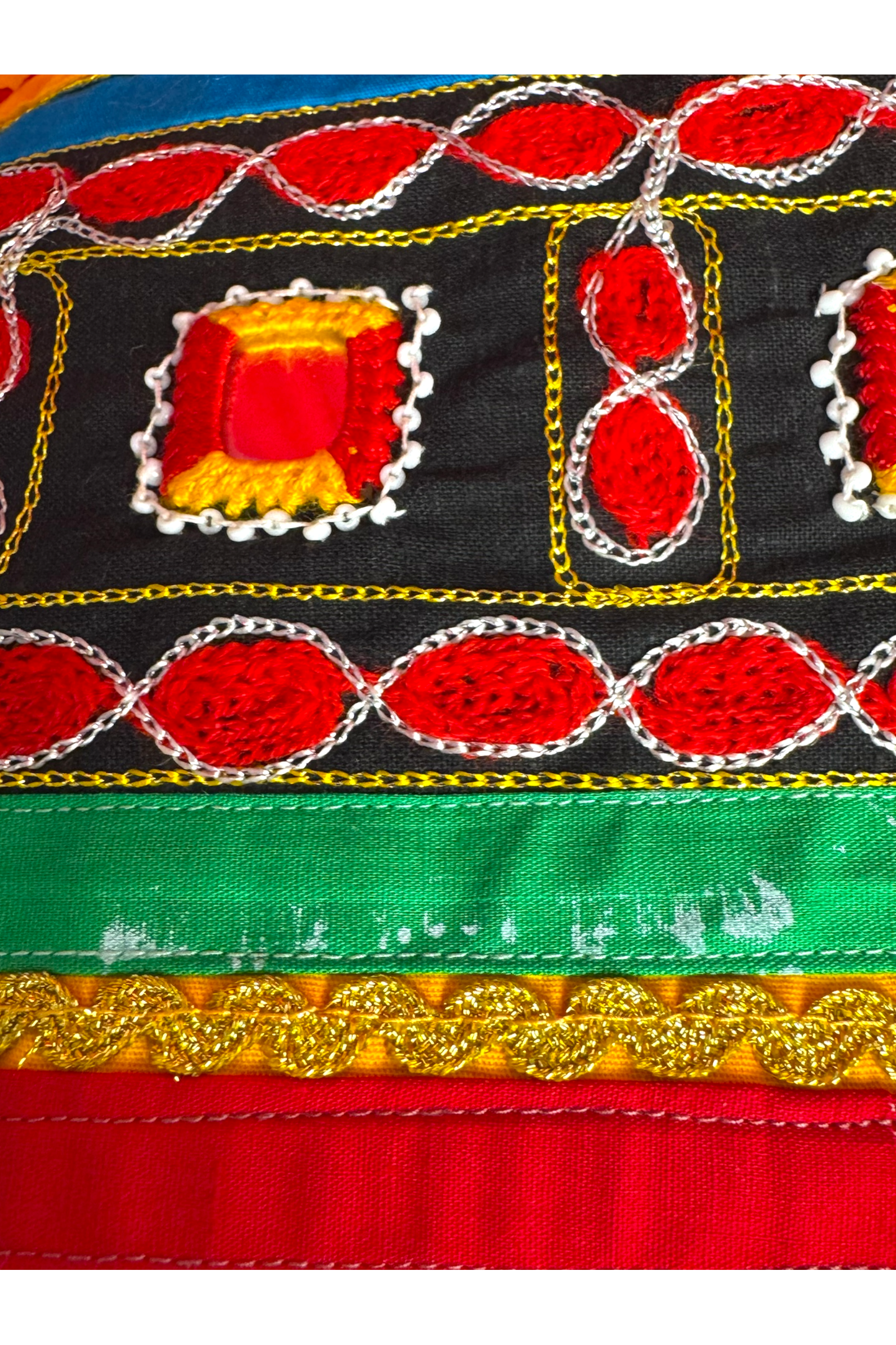 Vintage Handmade Red Skirt with Mirror Accents – Banjara-Inspired Embroidery

S