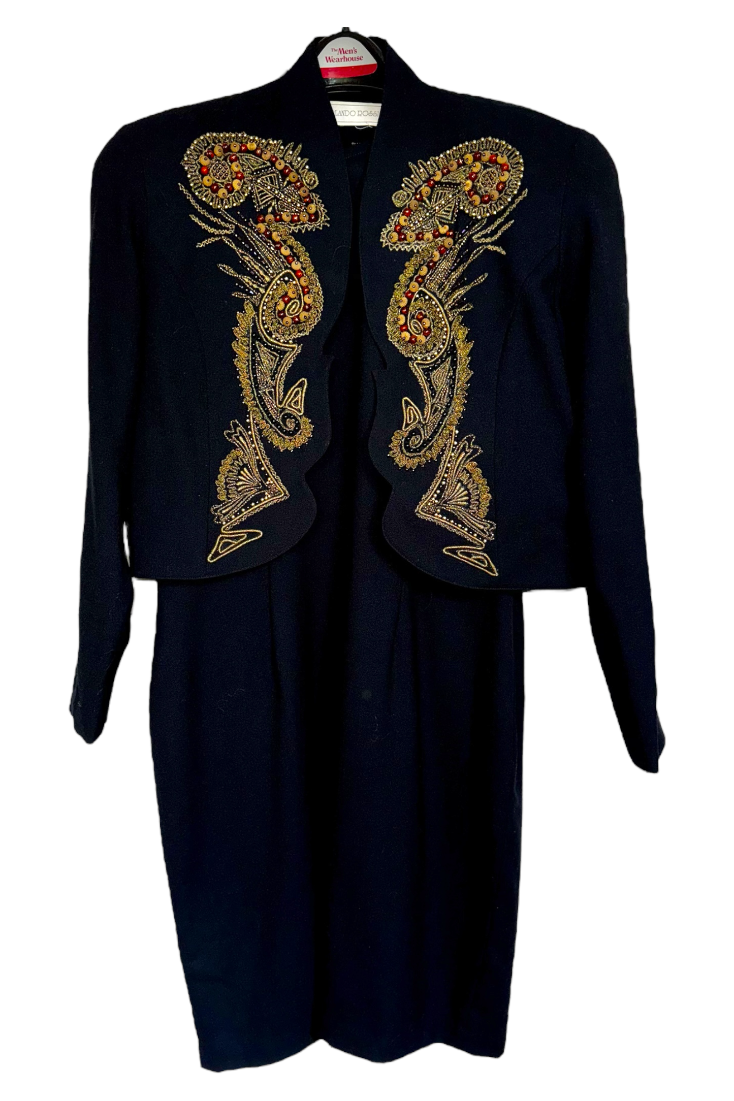 1980s Vintage Orlando Rossi Wool Dress and Jacket Set L