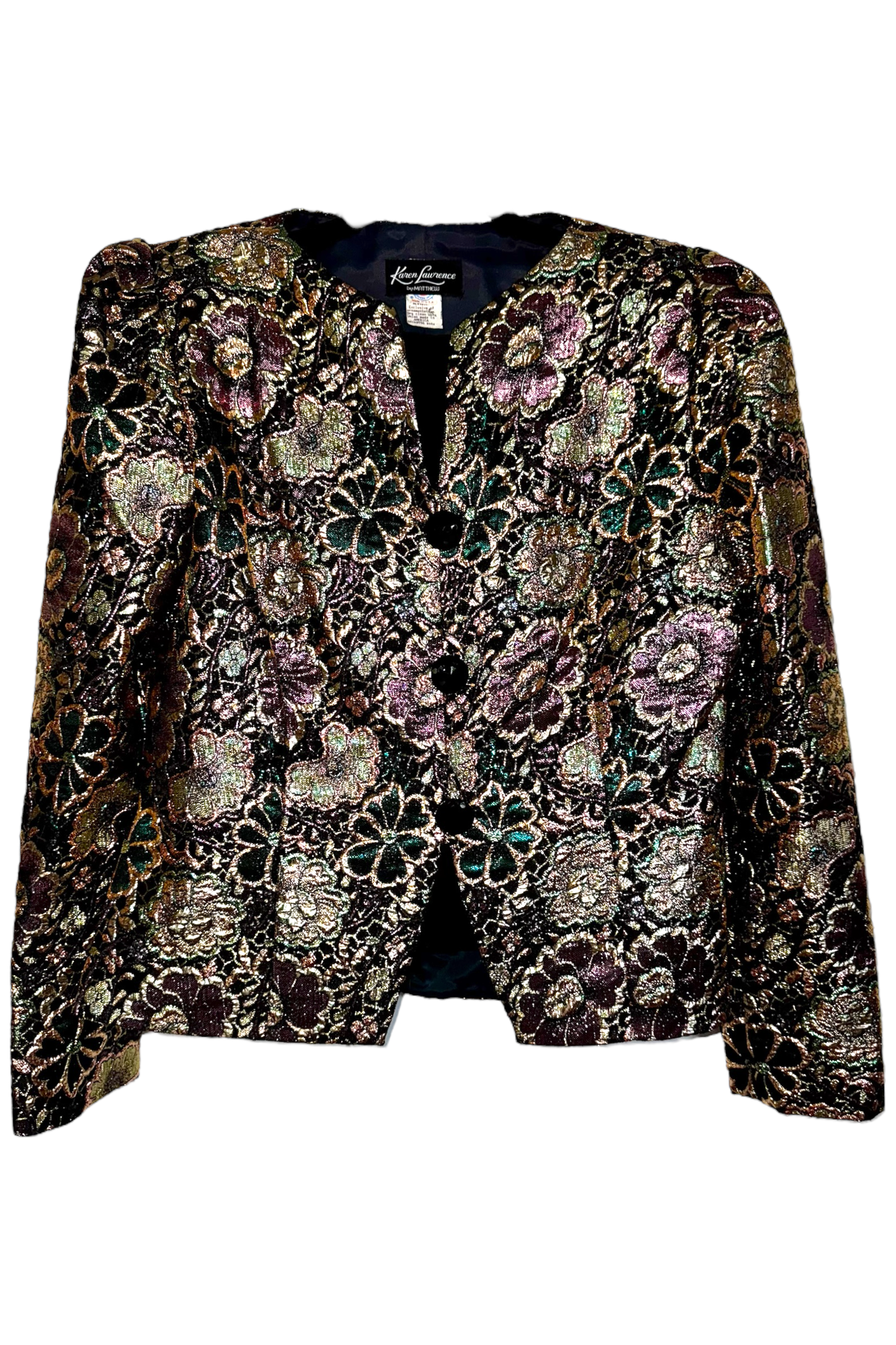 1980s Karen Lawrence Floral Brocade Jacket with Union Tags L