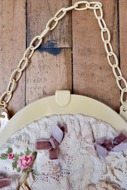 Celluloid frame and chain-link handle