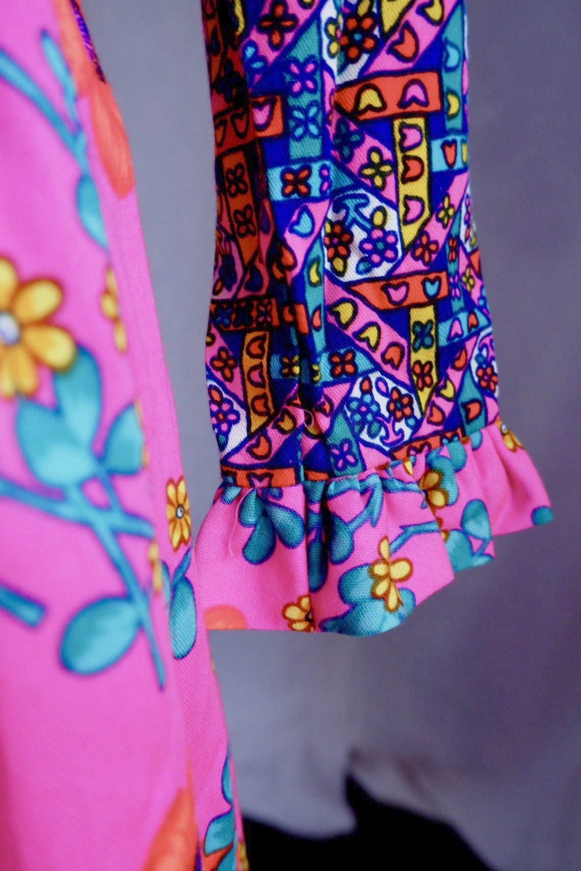 Ruffled floral cuff on the long sleeve of vintage Lilly Pulitzer dress